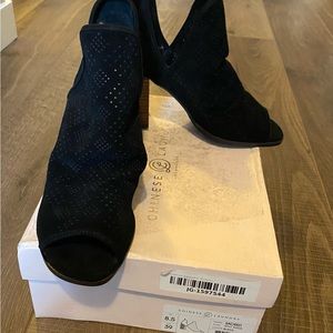 Chinese Laundry Women Sacred Black Suede Peep Toe Bootie 8.5 (1597544)